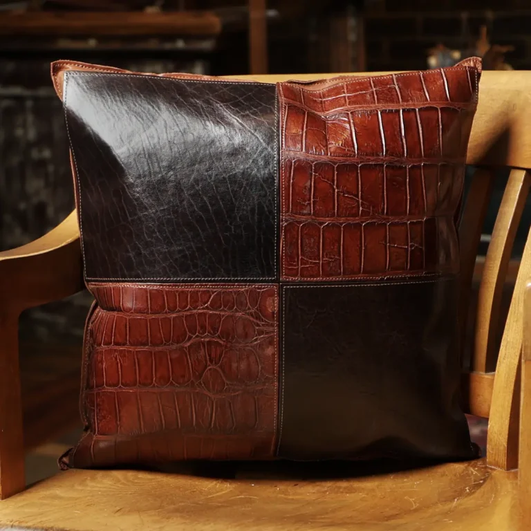 leather pillow with american alligator and buffalo