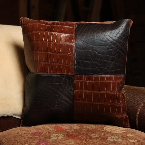 Leather Pillow – American Alligator/American Buffalo