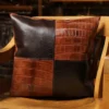 leather pillow with american alligator and buffalo