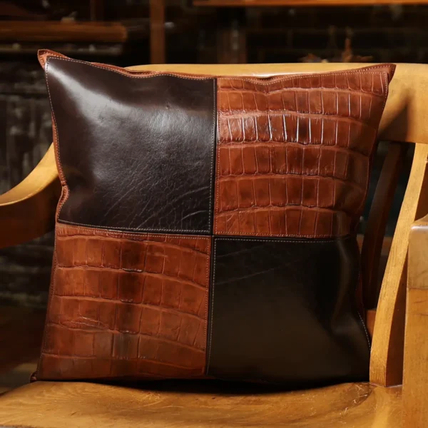 Leather Pillow – American Alligator/American Buffalo