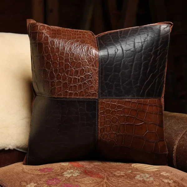 Leather Pillow – American Alligator/American Buffalo