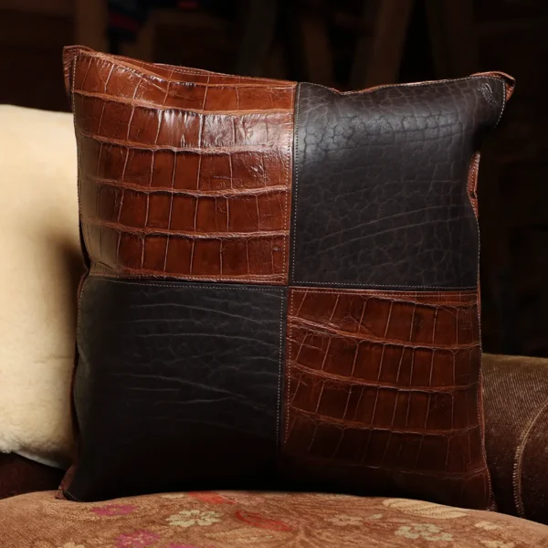 Leather Pillow – American Alligator/American Buffalo