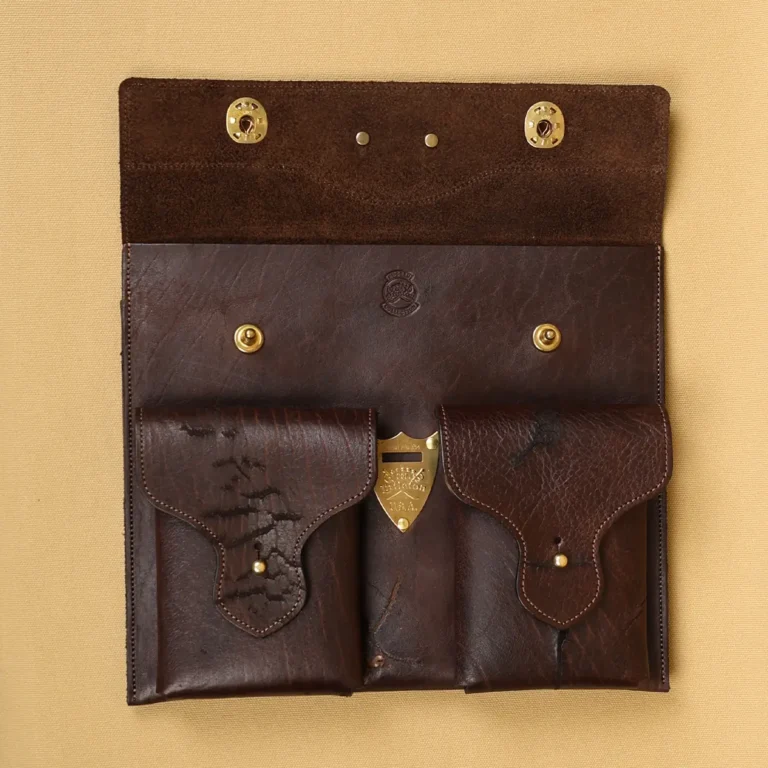 leather conceal carry pouch made of rugged american buffalo leather - open view