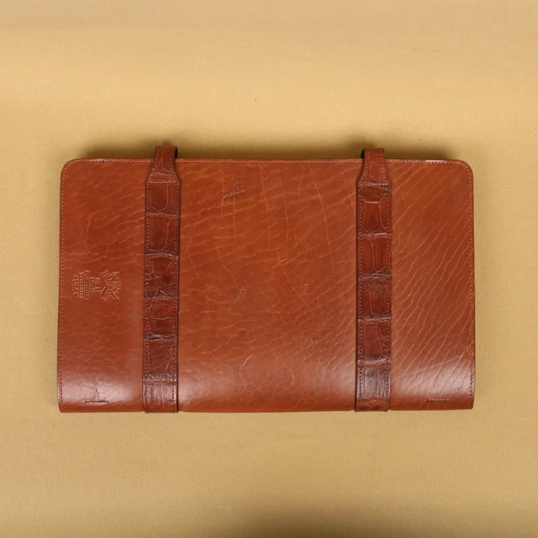Rugged leather portfolio showing from colonel private stock collection
