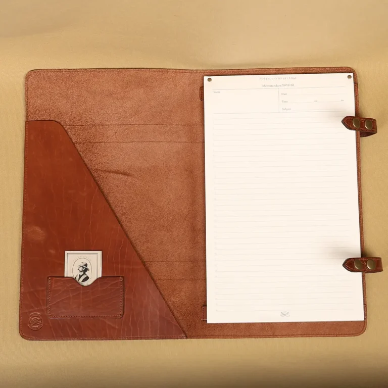 Rugged leather portfolio showing from colonel private stock collection
