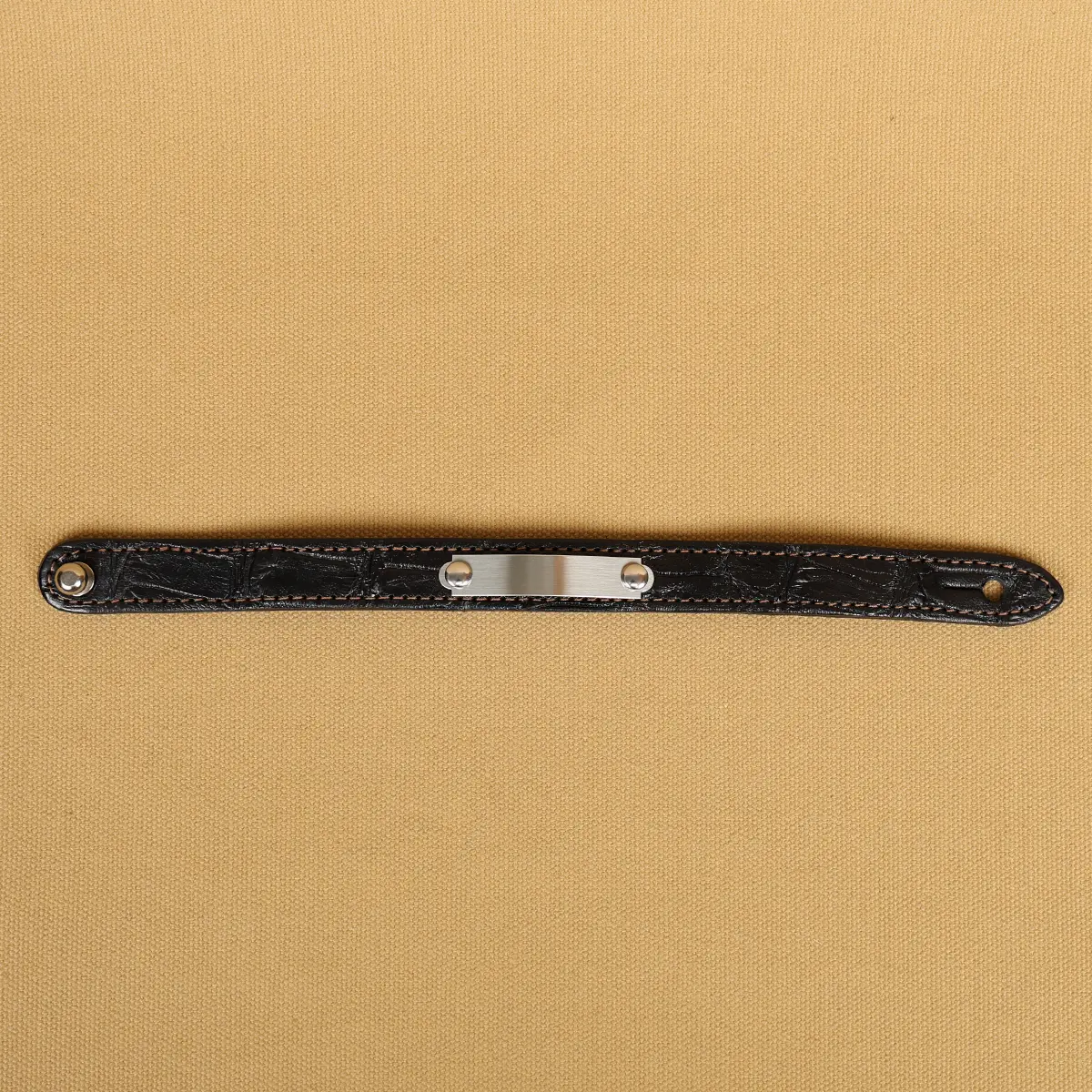 View larger image of Black American Alligator camp bracelet in Colonel's Private Stock showing the front