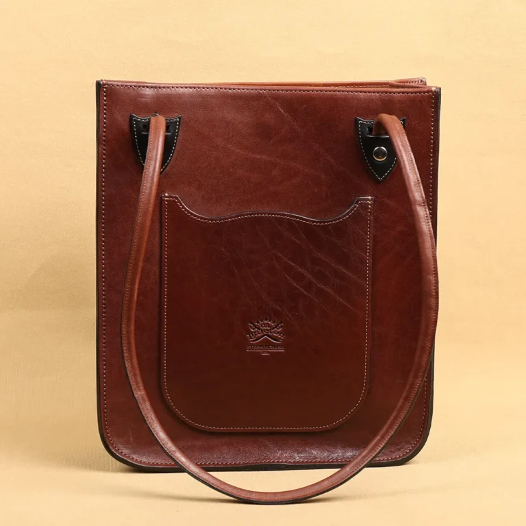 Leather Steeplechase tote - colonel's private stock - back view