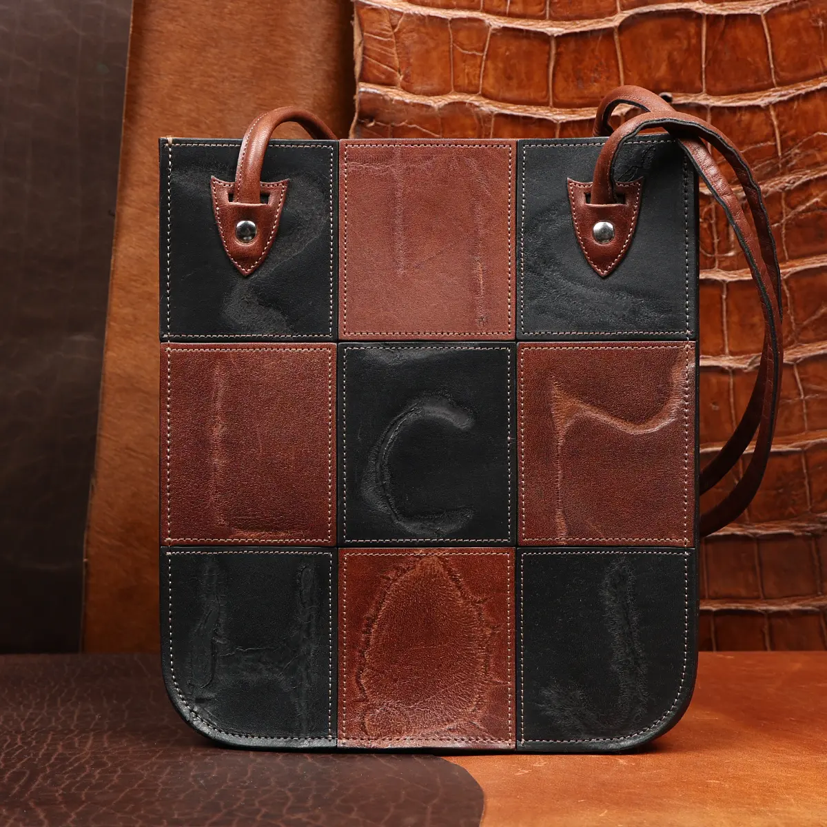 View larger image of Leather Steeplechase tote - colonel's private stock - front view