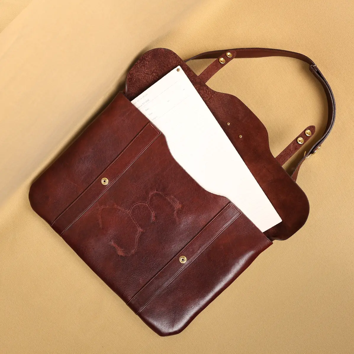 View larger image of Branded - No. 16 Document Bag With Strap and Carry Handle - Cps Ldb16s B Open View