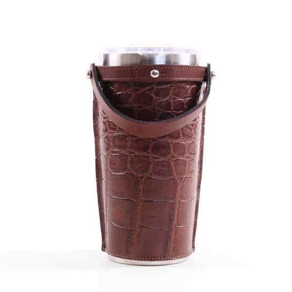 No. 20 Tumbler Sleeve Set – American Alligator with Steerhide Trim – 001
