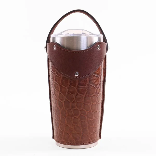 No. 20 Tumbler Sleeve Set – American Alligator with Steerhide Trim – 001