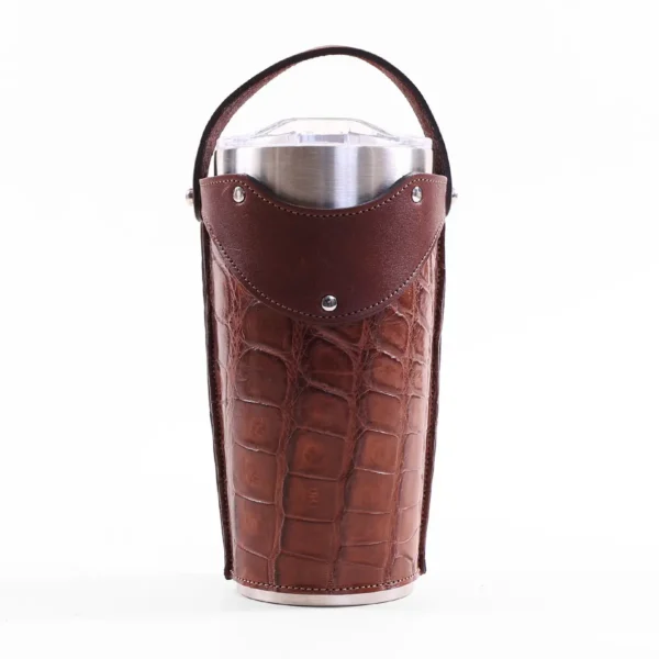 No. 20 Tumbler Sleeve Set – American Alligator with Steerhide Trim – 001