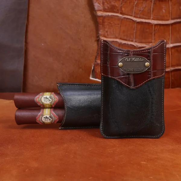 Branded Leather Cigar Case – American Steerhide & American Alligator – 002