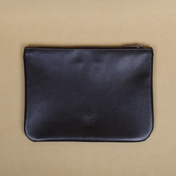 Black Leather Medium Zip It Bag – Private Stock