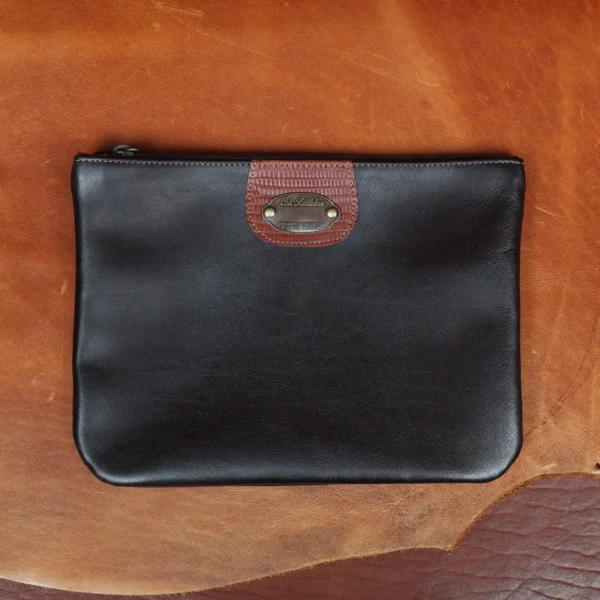 Black Leather Medium Zip It Bag – Private Stock
