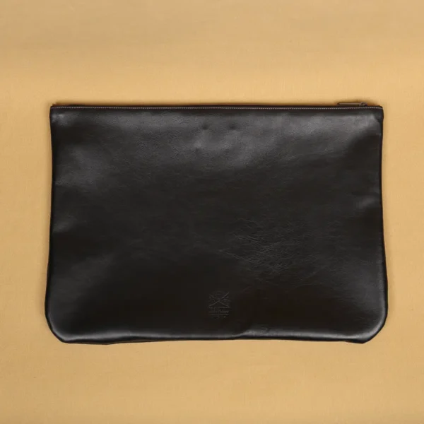 Black Leather Large Zip It Bag – Private Stock