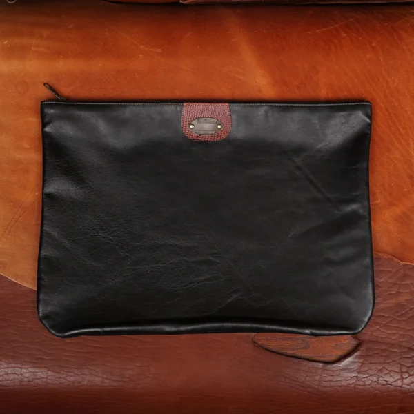 Black Leather Large Zip It Bag – Private Stock