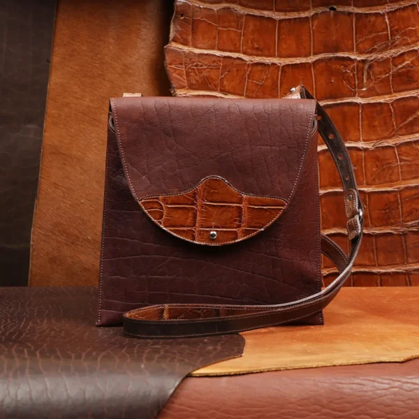 No. 22B Derby Crossbody Purse in Burgundy American Buffalo– Private Stock