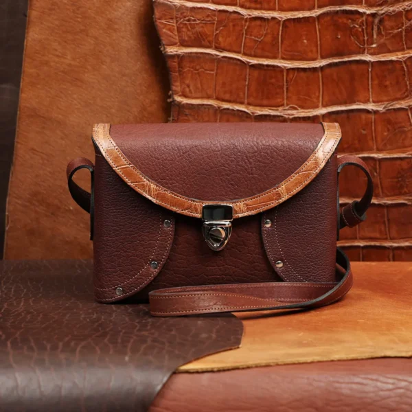 Oakley Crossbody Box Purse in Burgundy Buffalo – Private Stock