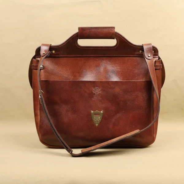 Branded – No. 1 Saddlebag Briefcase in Rugged American Steerhide- Private Stock