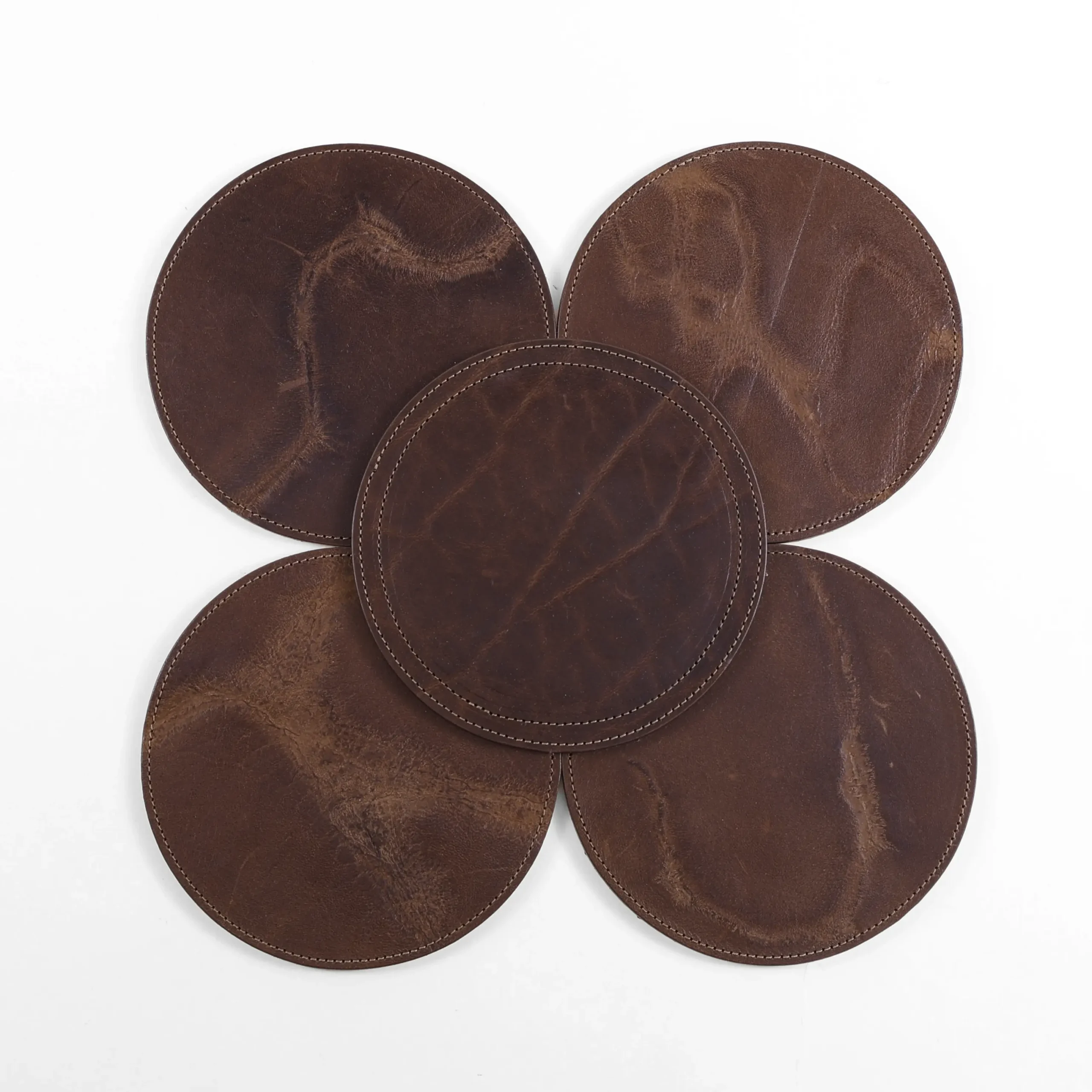 View larger image of Branded leather table centerpiece in American Steerhide top view