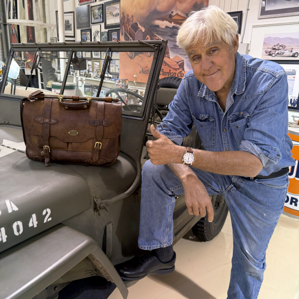 Jay Leno with his Col Littleton Briefcase.