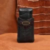 Branded Leather Cigar Case - Black American Steerhide & American Alligator