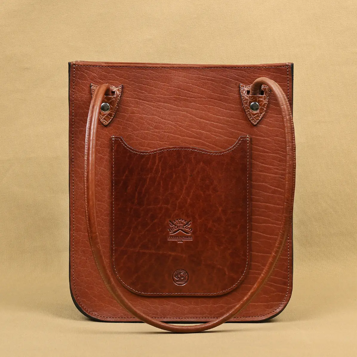 View larger image of Leather Steeplechase tote - colonel's private stock - front view