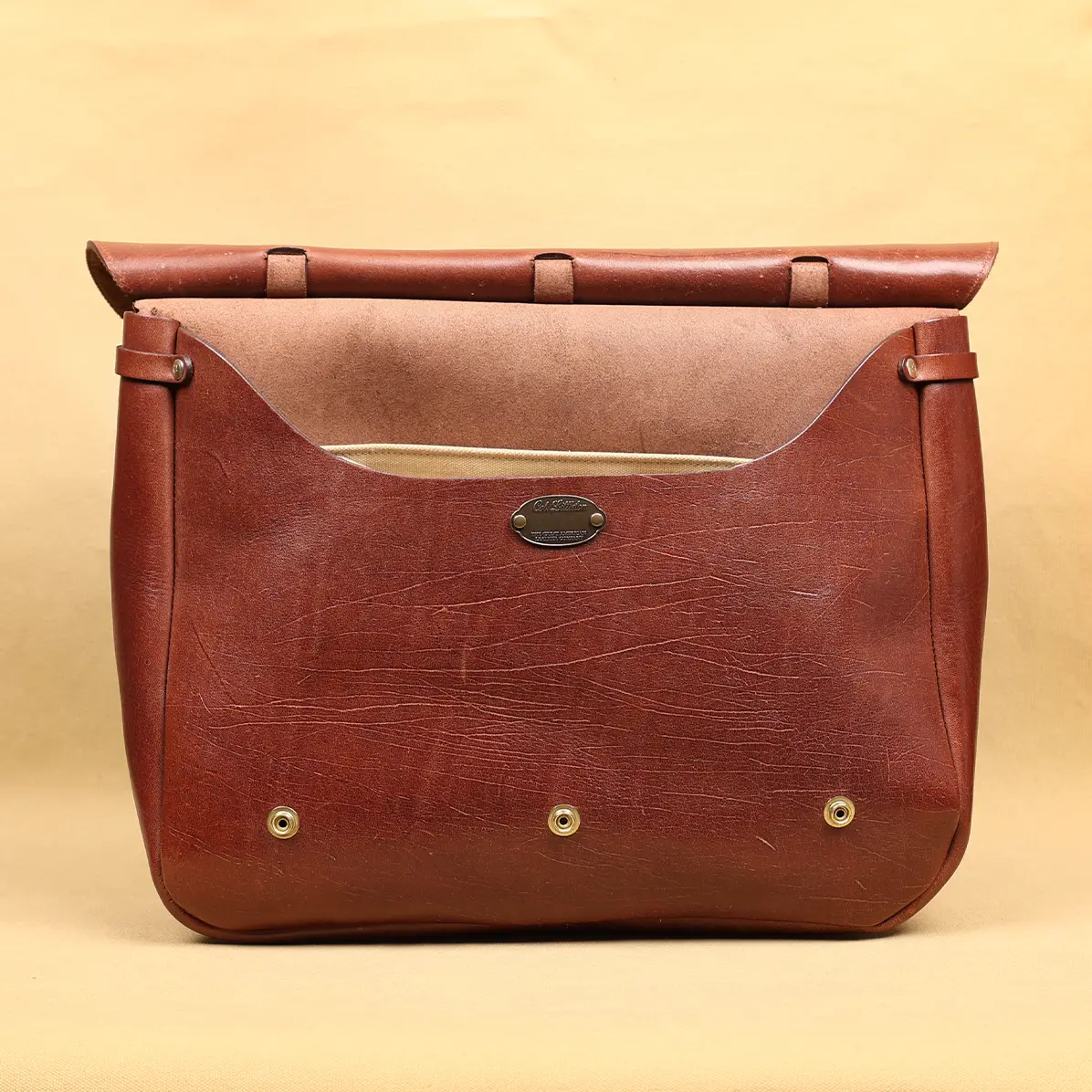 View larger image of No. 1 Saddlebag Briefcase in rugged American Buffalo front view