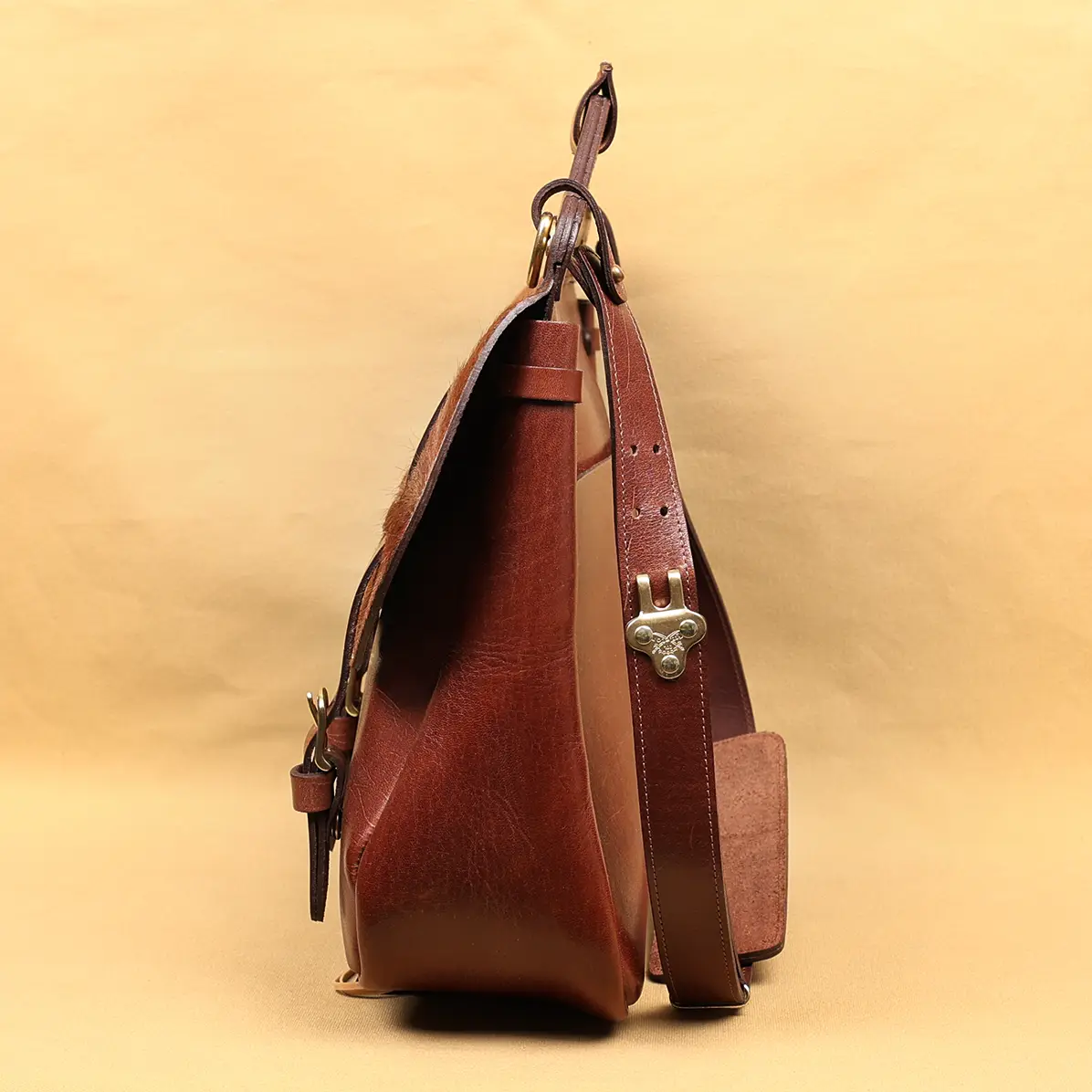 View larger image of No. 1 Saddlebag Briefcase in rugged American Buffalo side view