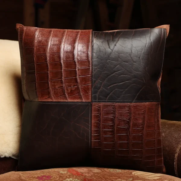 Leather Pillow – American Alligator/American Buffalo