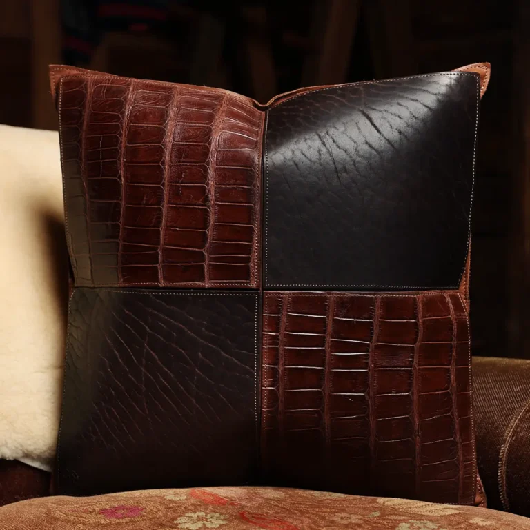 leather pillow with american alligator and buffalo