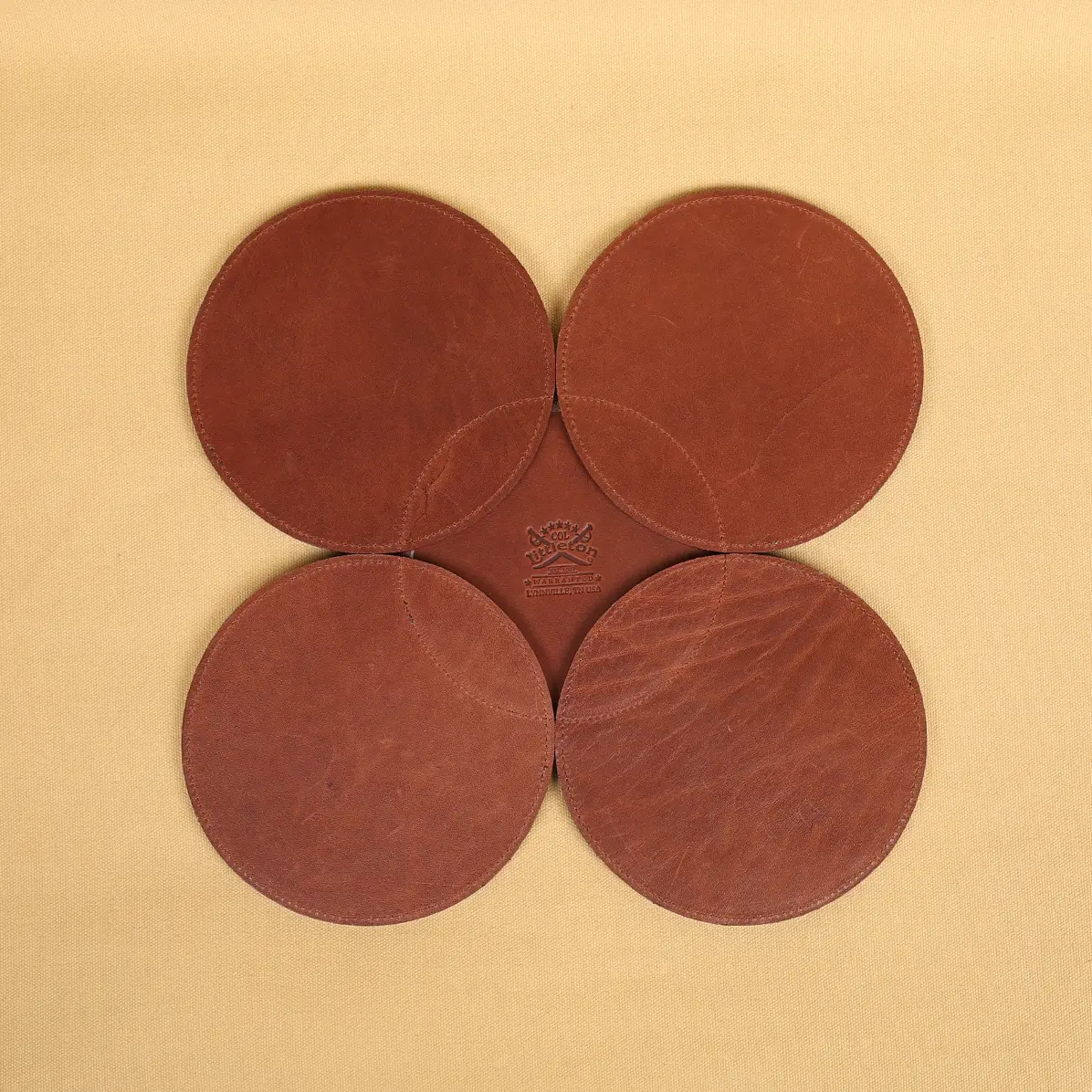 View larger image of leather table centerpiece in American buffalo top view