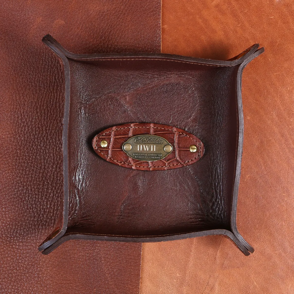 View larger image of No. 3 Dresser Caddy in American Steerhide with alligator trim