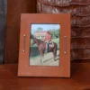 No. 10 Full-Grain American Calfskin 5×7 Leather Picture Frame with Chain - Private Stock